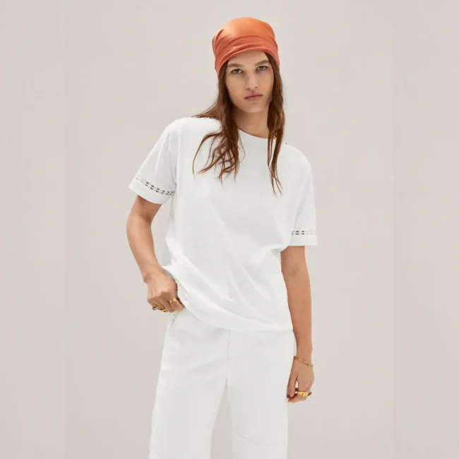 Embroidered White Cotton T-Shirt